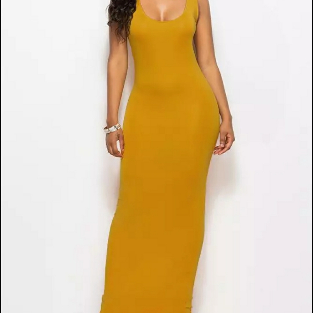 Yellow Bodycon Maxi Dress